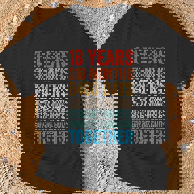 18年目の記念日 彼 彼女 カップル 18回目の結婚 Tシャツ 高齢者への贈り物