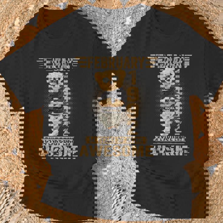 1992年2月34歳の誕生日男性と女性のための素晴らしいテディベア。 Tシャツ 高齢者への贈り物