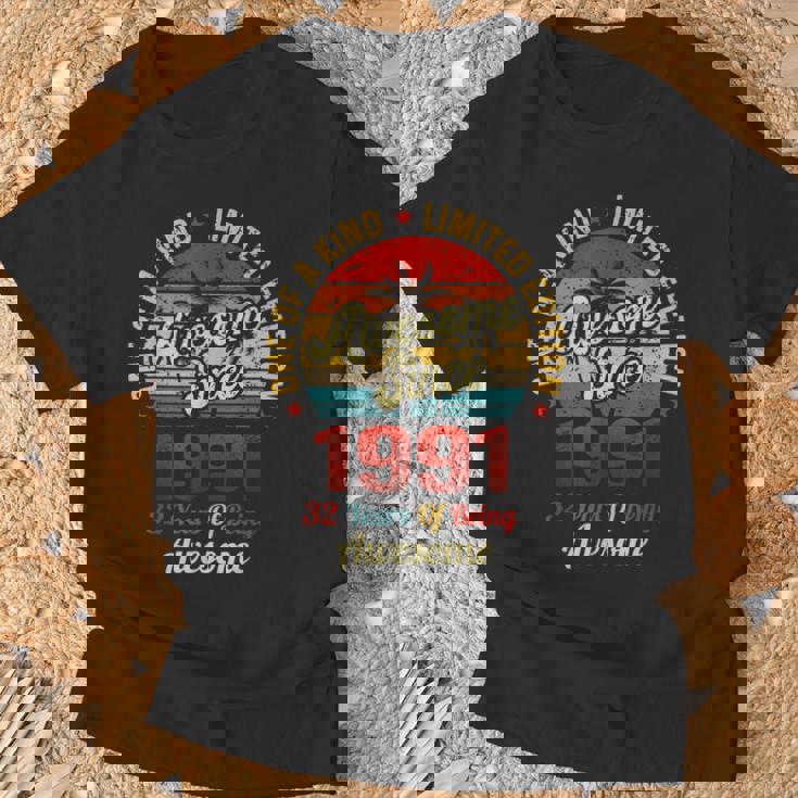32 誕生日デコレーション メンズ レディース 1991 Bday 32Th Birthday Tシャツ 高齢者への贈り物