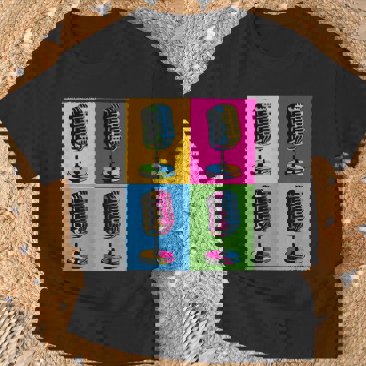 Arte Pop Micrófono Amantes Y Artistas De La Música Camiseta unisex Regalos para ancianos