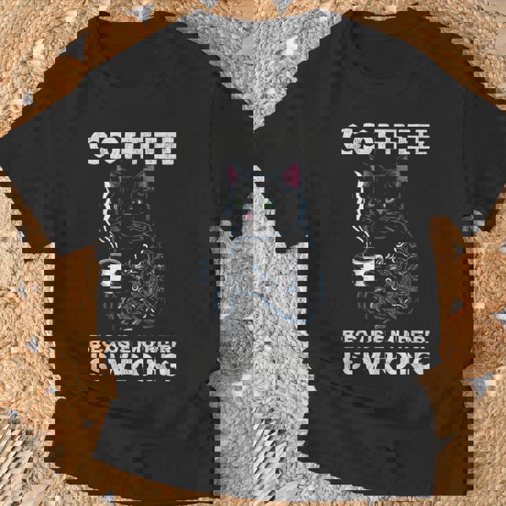 Black Cat Drinking Coffee Because Murder Is Wrong Retro For Women T-Shirt Gifts for Old Men Black Cat Drinking Coffee Because Murder Is Wrong Retro For Women T-Shirt Gifts for Old Men