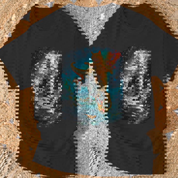 Chat De L'espace À Chevalur Le DinosaureRex T-Shirt Cadeaux pour les vieillards