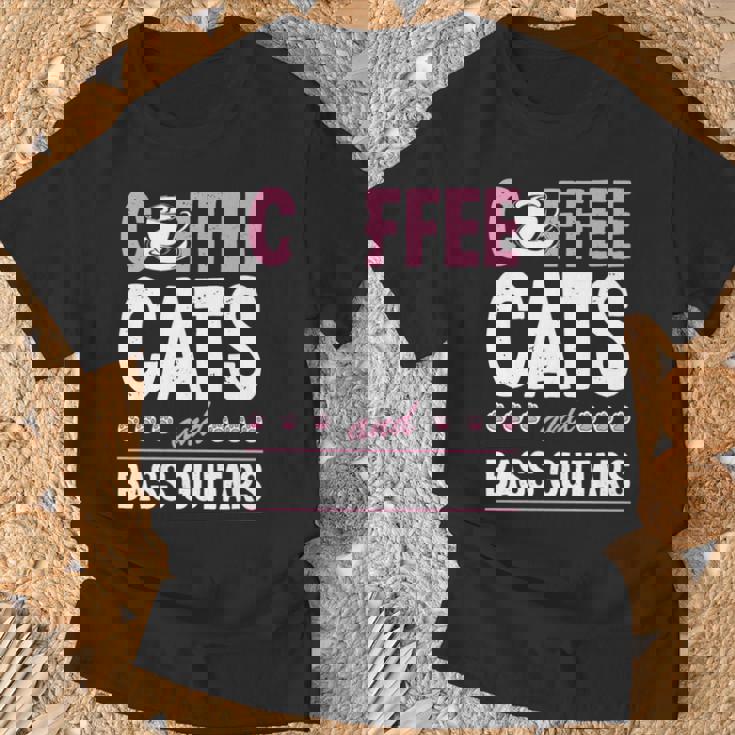Coffee Cats And Bass Guitars ベースギタリスト 猫とコーヒー 長袖tシャツ Tシャツ 高齢者への贈り物