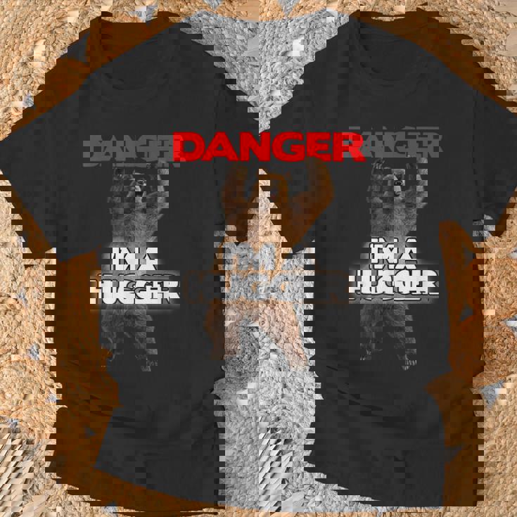Danger I'm A Big Hugger 面白い危険な熊のハギング Tシャツ 高齢者への贈り物