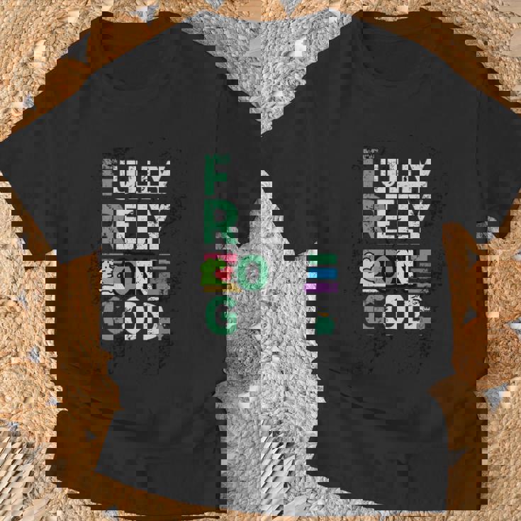 Frog Fully Rely On God 面白いレトロラブハートカエル愛好家 長袖tシャツ Tシャツ 高齢者への贈り物