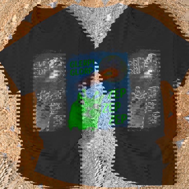 Gato Alienígena Divertido Glerp Glorp Camiseta unisex Regalos para ancianos
