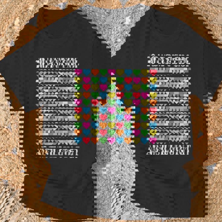 Heart Love 100 Days Ofchool Teacher Boy Girl Tシャツ 高齢者への贈り物