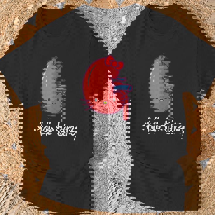 Hello Kidney おもしろ お医者さんへの感謝を示す Tシャツ 高齢者への贈り物