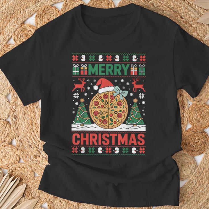 Joyeux Noël Pizza Pull Laidapin De Noël Amusant T-Shirt Cadeaux pour les vieillards