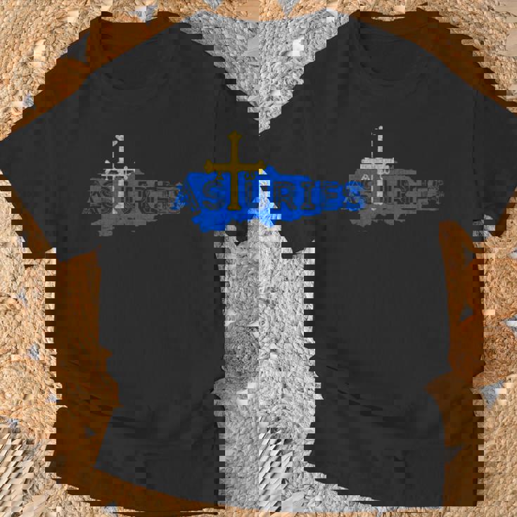 Mapa Y Bandera Asturiana Recuerdo Asturias España Manga Larga Camiseta unisex Regalos para ancianos