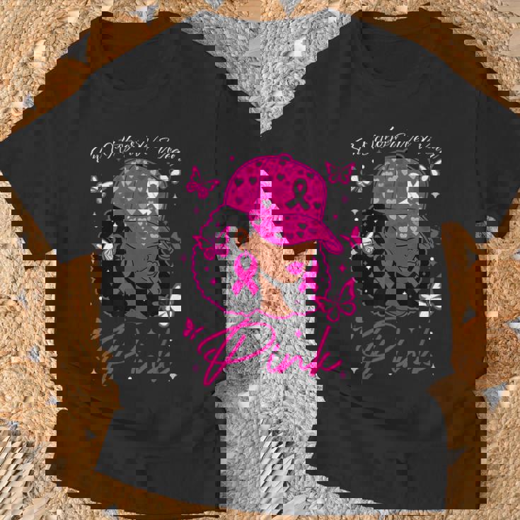 In October We Wear Pink Breast Cancer Awareness Black Women T-Shirt Gifts for Old Men
