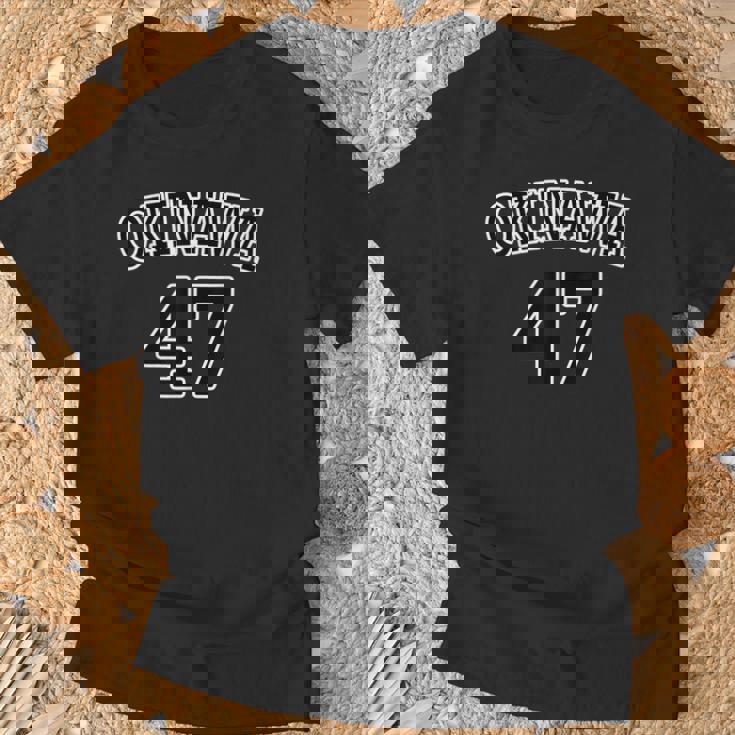 Okinawa 沖縄 47【アイラブ】ユニフォーム風【47都道府県】ジモtティ グッズ お土産 面白い かっこいい Tシャツ 高齢者への贈り物