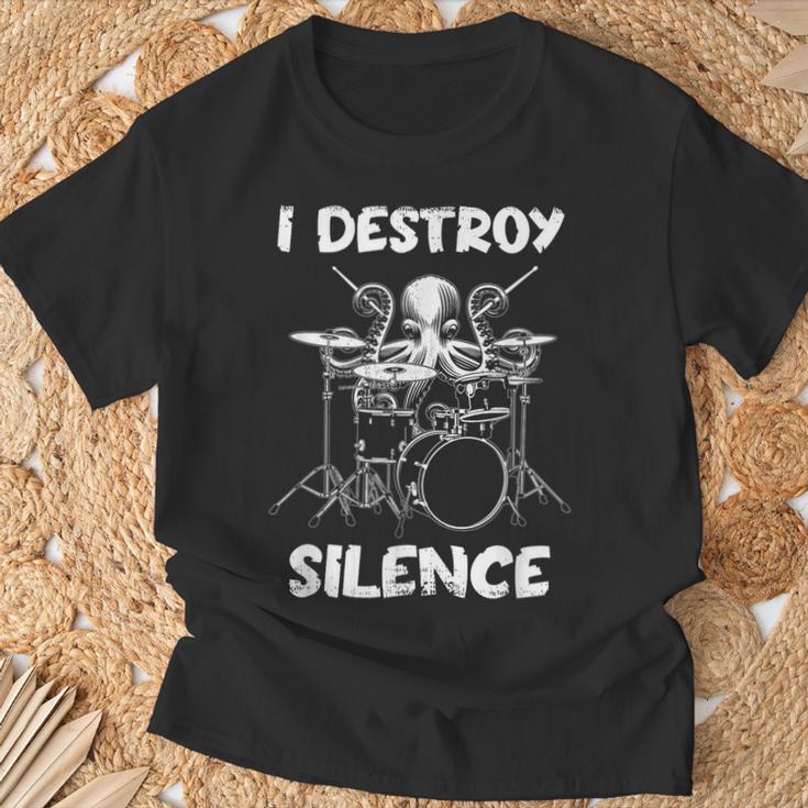 Poulpe Jouant De La Batterie Drumming Band Musique Musicien T-Shirt Cadeaux pour les vieillards