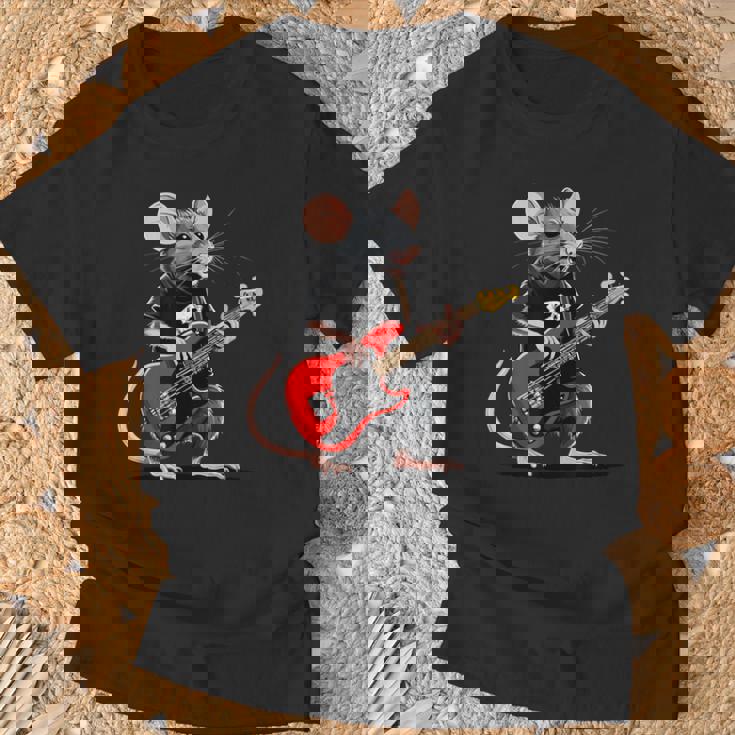 Rata Tocando Guitarra Eléctrica Guitarrista Rata Camiseta unisex Regalos para ancianos