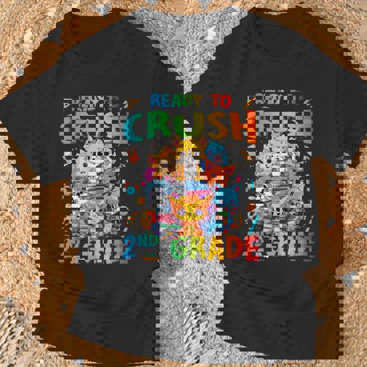 Ready To Crush 2Nd Grade Back Tochool 2Nd Grade Cat Kitten Tシャツ 高齢者への贈り物
