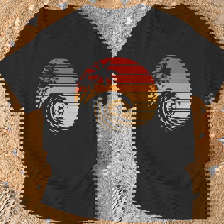 Retro Deurf Al Atardecer Intage Paraurfista De Playa Manga Larga Camiseta unisex Regalos para ancianos