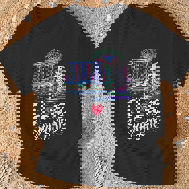 「I Loveingapore Citykyline」とマーライオンのデザイン。 Tシャツ 高齢者への贈り物