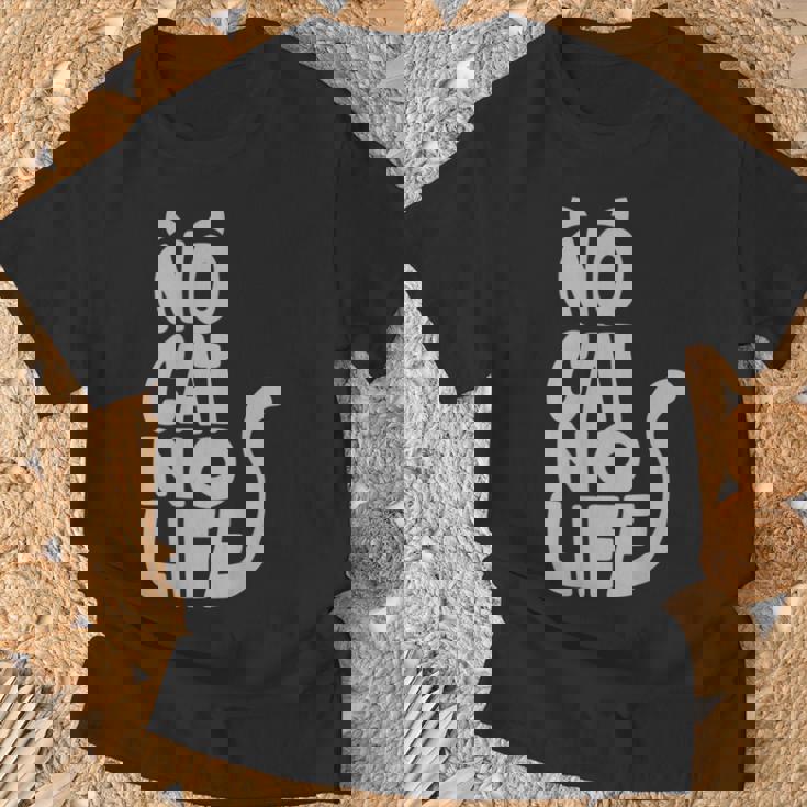 「No Cat No Life」 猫 シルエット Tシャツ 高齢者への贈り物