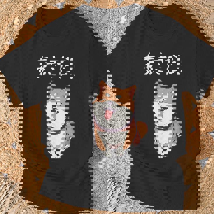 「あさだ！」おもしろい 柴犬の 漢字文字入り 笑い話 あさだ Tシャツ 高齢者への贈り物