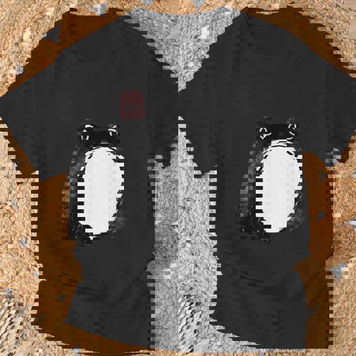 【かゑるまにあ】不機嫌な蛙 日本の侍カエル 浮世絵 かえる 日本禅美術 伝統芸術 松本奉時 ヴィンテージ タトゥーアート Tシャツ 高齢者への贈り物