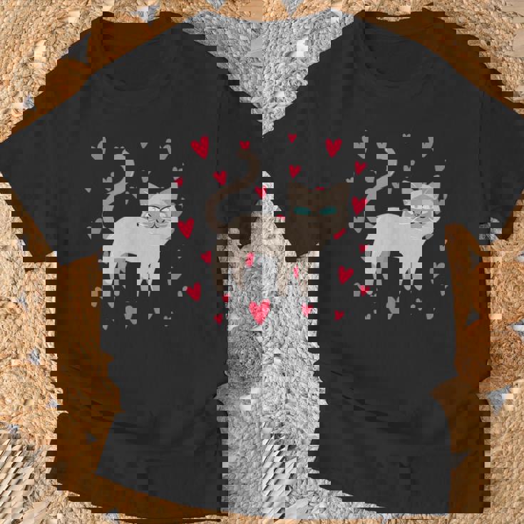 かわいいシャム猫プリント Tシャツ 高齢者への贈り物