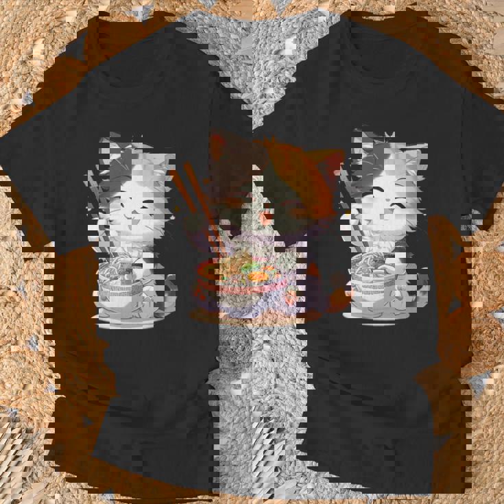 わがまま猫 ねこ ラーメン好き かわいい おもしろ マンガ 長袖tシャツ Tシャツ 高齢者への贈り物