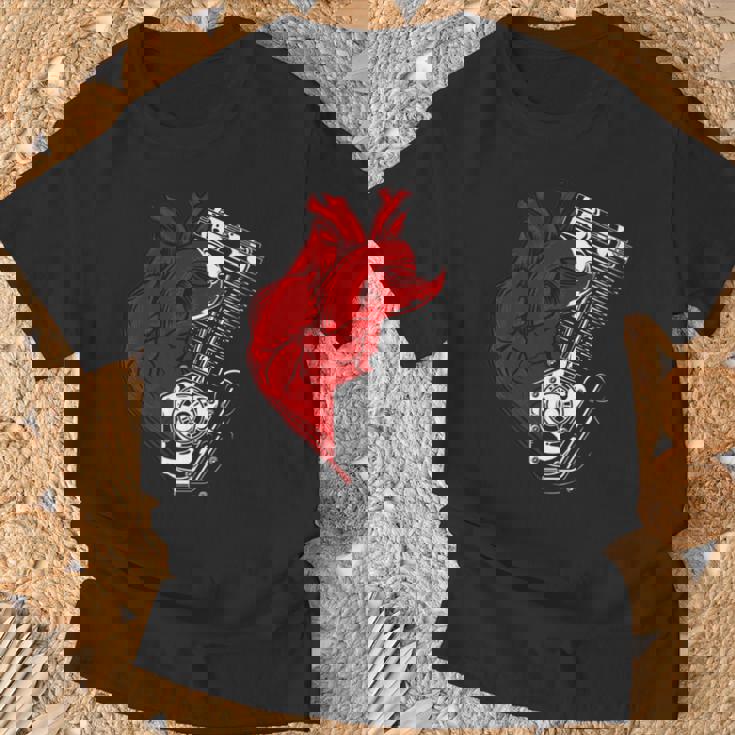 オートバイ エンジン バイカー アンチバレンタインデー 面白いグラフィック 長袖tシャツ Tシャツ 高齢者への贈り物