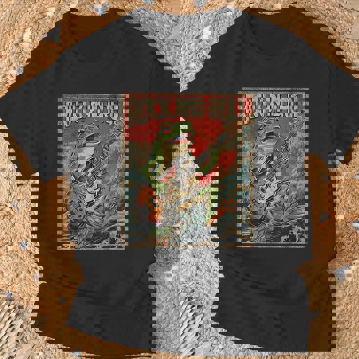 カエル 演奏 ベース ギター ロック オン ヴィンテージ ロック ギタリスト カエル Tシャツ 高齢者への贈り物