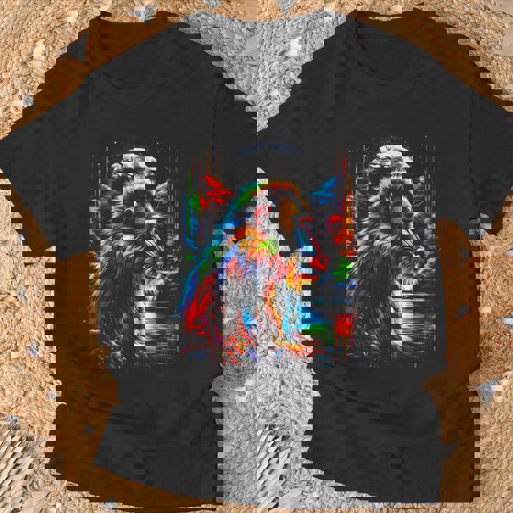 カラフル マンドリル 猿 精霊 動物 かっこいい イラスト アート Tシャツ 高齢者への贈り物