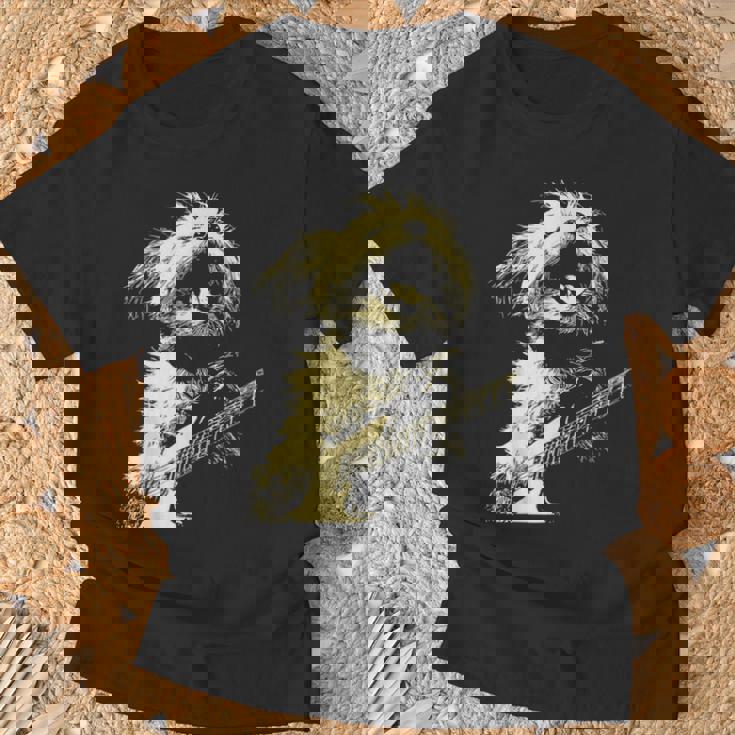 ギターロッカー ギタリスト 動物 パンク グランジ犬とマルチーズ Tシャツ 高齢者への贈り物