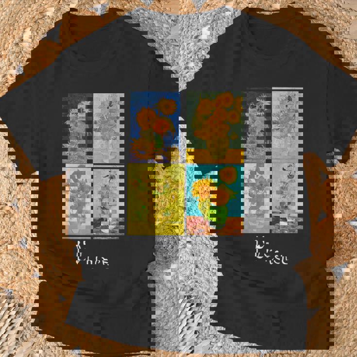 ゴッホの有名な芸術絵画 ひまわりvan Gogh Tシャツ 高齢者への贈り物