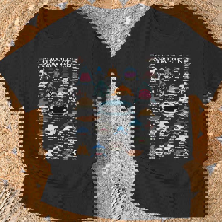 サメの種類 面白いサメの顔 サメの恋人 キッズ 先生 長袖tシャツ Tシャツ 高齢者への贈り物