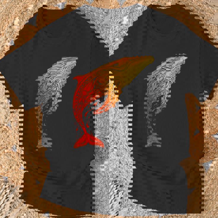 ザトウクジラ ネイティブ ハワイアン ハワイアン トライバル Tシャツ 高齢者への贈り物