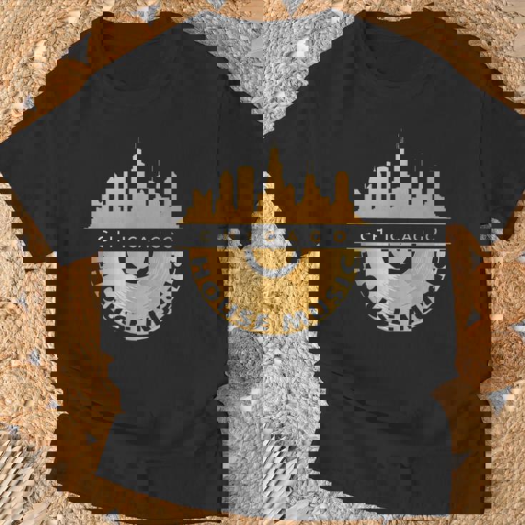 シカゴハウスミュージックシティスケープビニールレコードレイブテクノ Edm Tシャツ 高齢者への贈り物