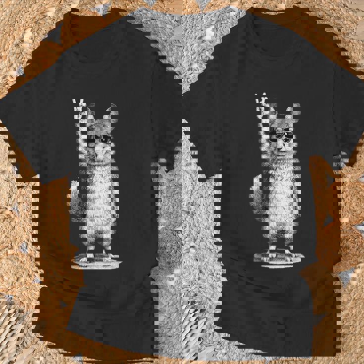 チンチラ ロックミュージック レトロ ヴィンテージ ペット愛好家 Tシャツ 高齢者への贈り物