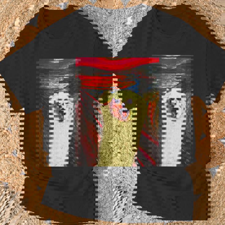 トイプードル 面白いtシャツ 犬 ムンクの叫び かわいい メンズ 子供 おもしろ 服 グッズ ネタ わんこ Tシャツ 高齢者への贈り物