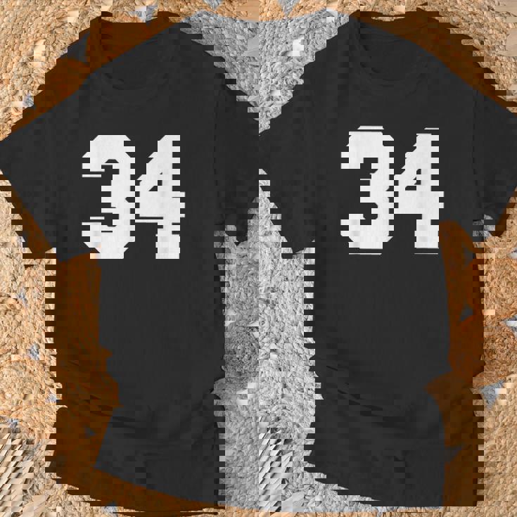ナンバー34 スポーツジャージプレーヤー 34 ファン フロントプリント ヴァーシティ Tシャツ 高齢者への贈り物