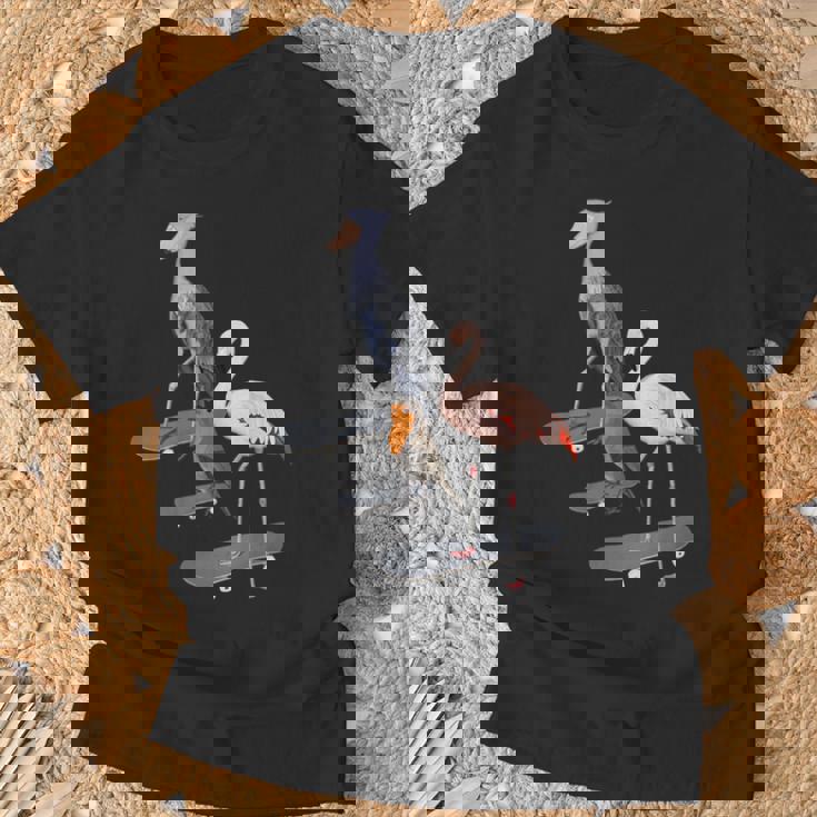 ハシビロコウ フラミンゴ スケートボード 鳥 動物 図 バードウォッチング 贈り物 鳥類学者 生物学者 自然科学 Tシャツ 高齢者への贈り物