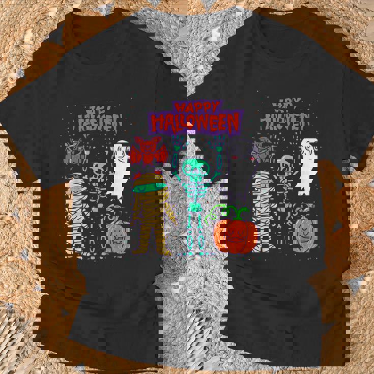 ハッピーハロウィン骨格かぼちゃかわいいゴーストキッズ男の子女の子 Tシャツ 高齢者への贈り物