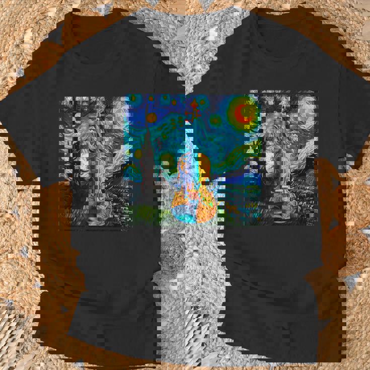 バイオリン 楽器 面白いtシャツ ゴッホ 星月夜 かわいい メンズ 子供 おもしろ 服 グッズ ネタ 音楽 Tシャツ 高齢者への贈り物