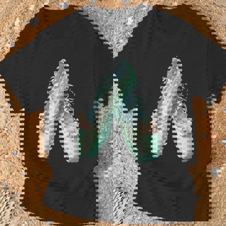 バレリーナガール ミントグリーン ダンス バレエ水彩画 Tシャツ 高齢者への贈り物