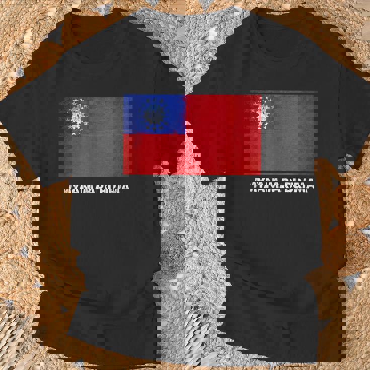 ビルマのミャンマー国旗 Tシャツ 高齢者への贈り物