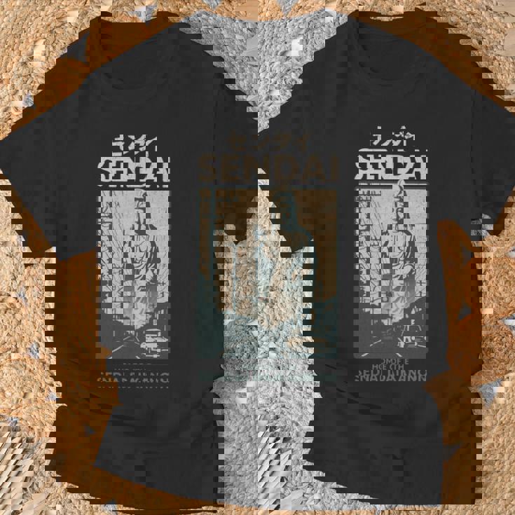 ビンテージ仙台大観音日本観光ポスター 長袖tシャツ Tシャツ 高齢者への贈り物