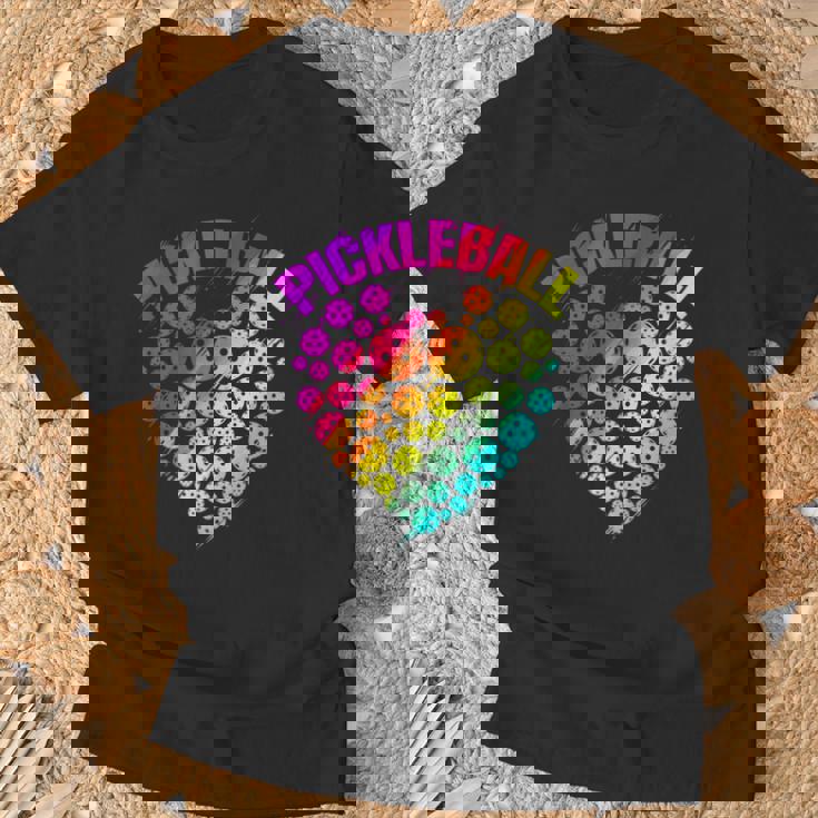 ピックルボール ハート カラフル ラブ ピックルボール Tシャツ 高齢者への贈り物