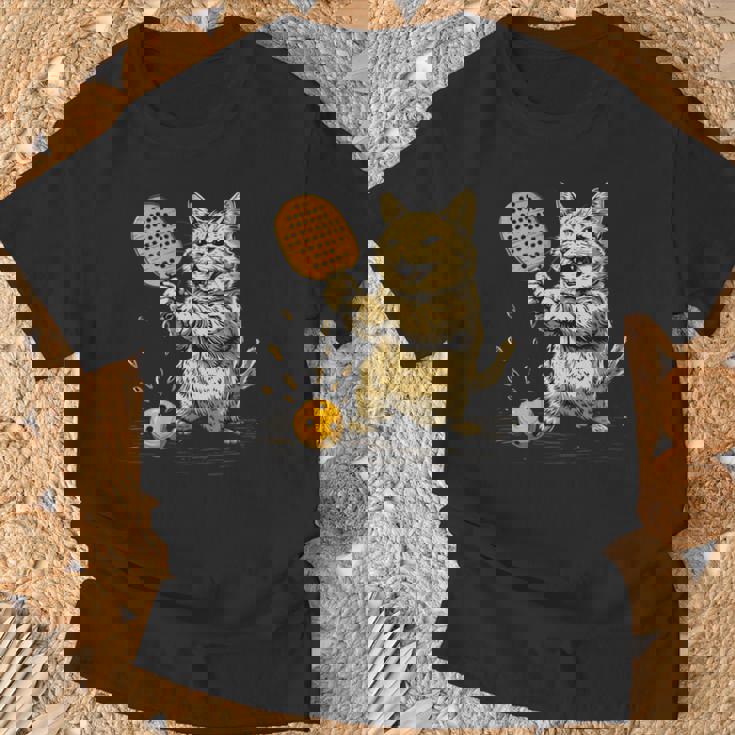 ピックルボール選手 ピックルボールの猫 長袖tシャツ Tシャツ 高齢者への贈り物