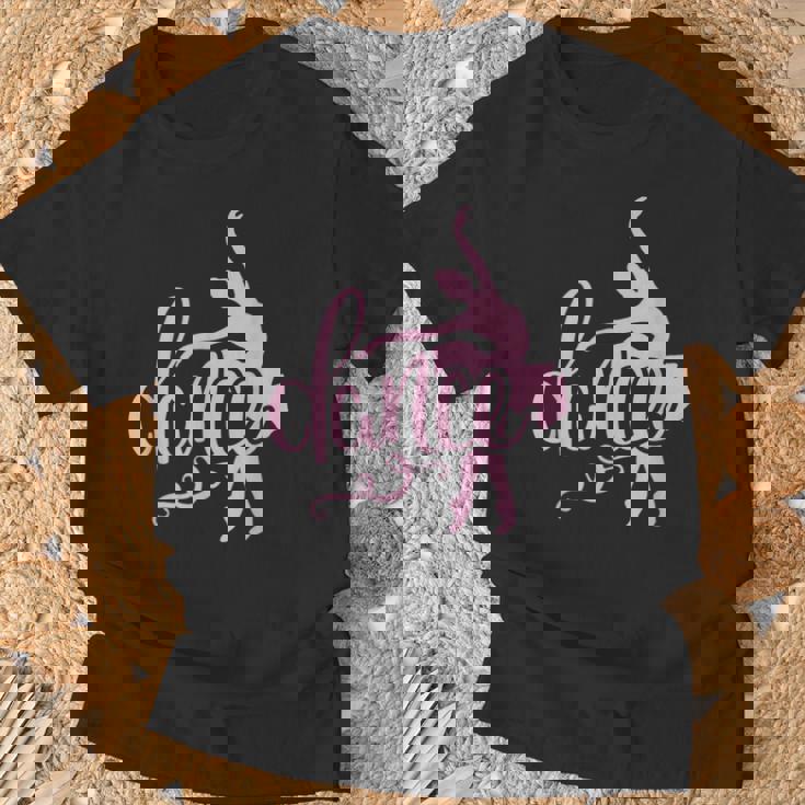 ピンクのバレエダンサー、スクリプトダンスレタリングデザイン。 Tシャツ 高齢者への贈り物