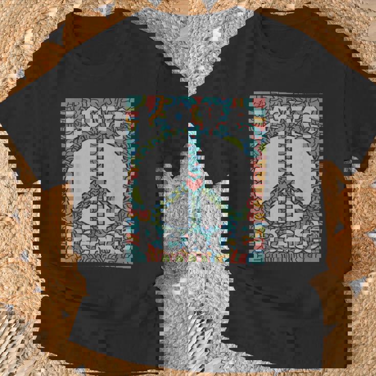 ピースサイン Love 60年代 70年代 タイダイ ヒッピー コスチュームシャツ Tシャツ 高齢者への贈り物