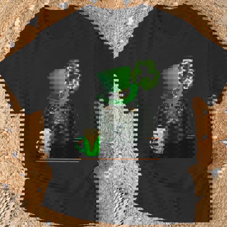 ブラックラボシャツ シャムロック アイリッシュドッグ 絵 聖パトリックス Tシャツ 高齢者への贈り物