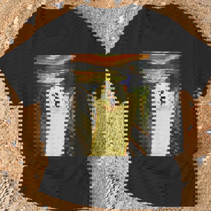 ポメラニアン 面白いtシャツ 犬 ムンクの叫び かわいい メンズ 子供 おもしろ 服 グッズ ネタ わんこ Tシャツ 高齢者への贈り物