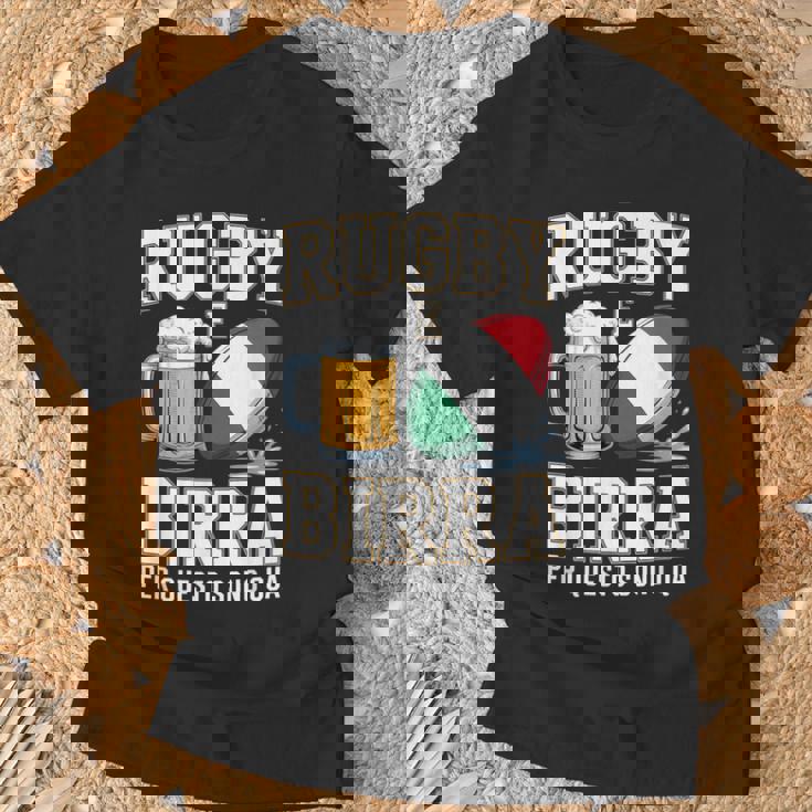 ラグビーとビール だからこそ私はここにいます イタリアのラグビーファン Tシャツ 高齢者への贈り物